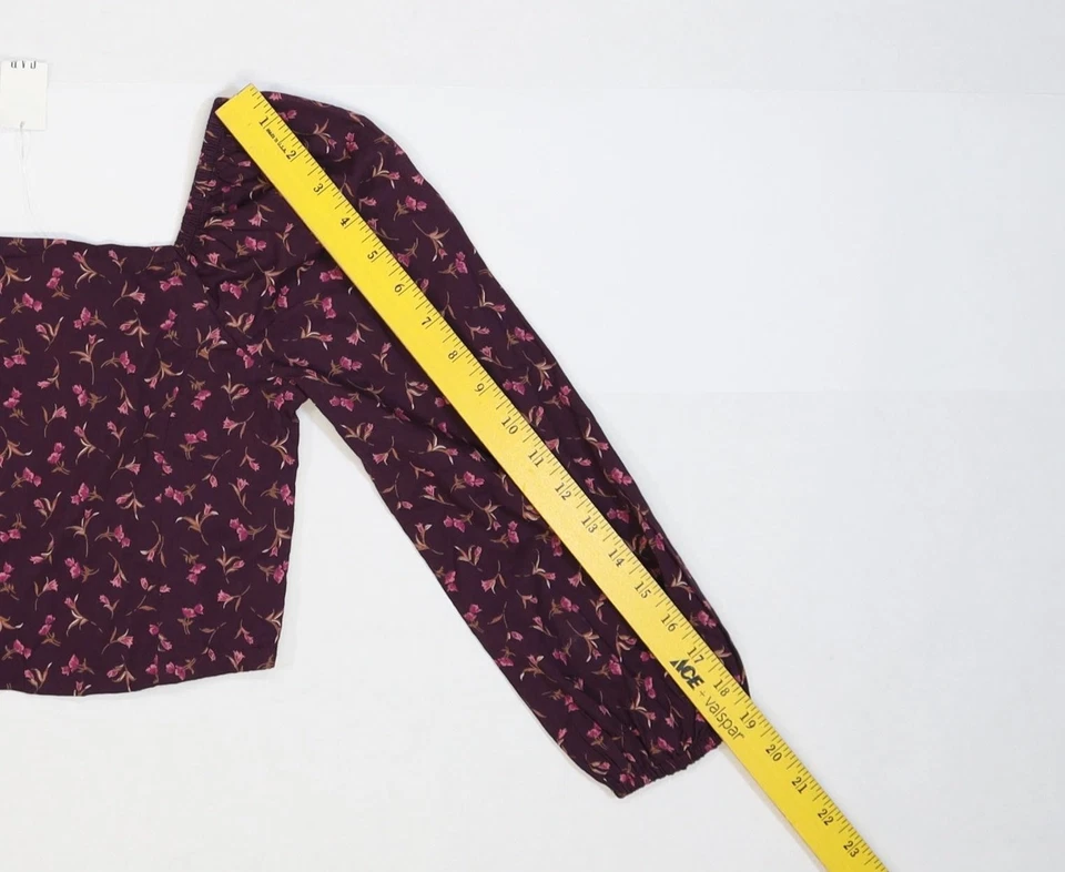 Camisa Top Gap Kids Manga Abullonada Corta Niñas Pequeña Borgoña Floral Manga Larga Foto 4 de 4