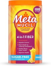 Metamucil 4-in-1 Psyllium Husk Fiber Supplement, Sugar-Free, 180 teaspoons, Oran