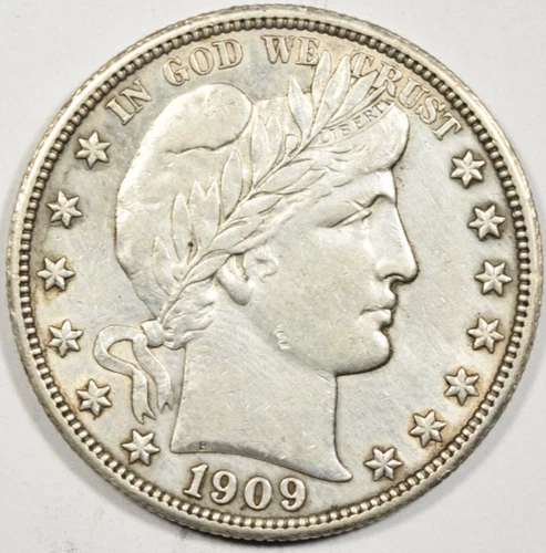 1909 BARBER HALF DOLLAR ~ BRIGHT CHOICE AU/BU ABOUT UNCIRCULATED SLIDER UNC! #2