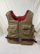 vintage 1976 Life Jacket-Fishing Vest-Tan adult large Gentex DS-740 Type 3 Float