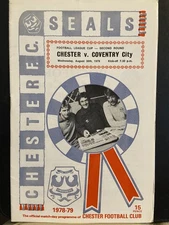 Chester City Vs Coventry City, 30th August 1978, LEAGUE CUP, EXCELLENT CONDITION