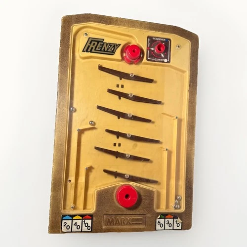 Vintage 1974 Marx FRENZY Table Top Pinball Arcade Flipper Game Works!
