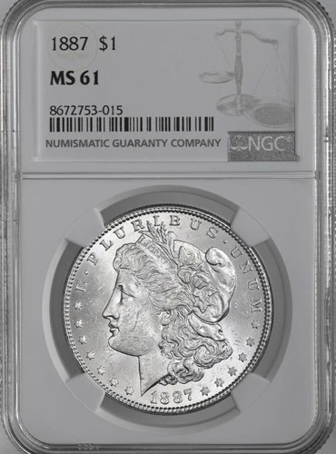 1887-P  $1  MORGAN SILVER DOLLAR  "PHILADELPHIA"  NGC MS61  #8672753-015