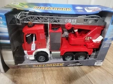 Member's Mark Giant Firetruck with Lights Sound and Extendable Ladder, Red White