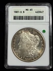 1881-S Morgan Dollar ANACS MS65 OLD SOAP BOX Holder-PL Details-Nicely Toned!