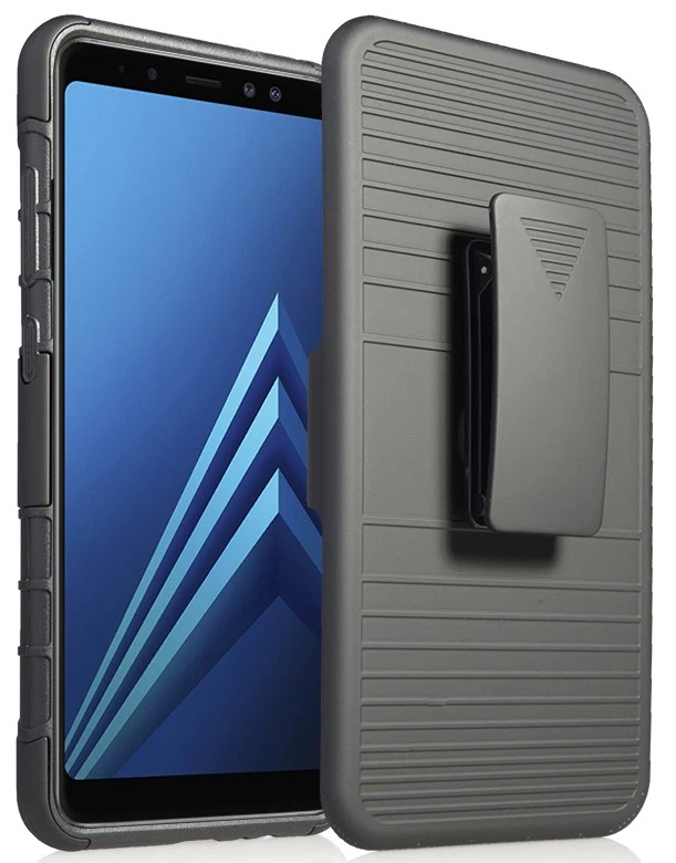 Funda Negra + Clip Cinturón + Imán Montaje Coche para Samsung Galaxy A8 Plus, A8+ (2018) Foto 3 de 4