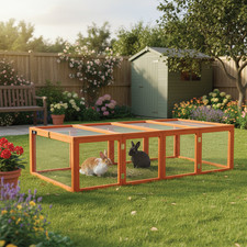 LARGE 6FT FOLDABLE RABBIT RUN PEN COLLAPISBLE WOODEN SECURE SHELTER CAGE HUTCH