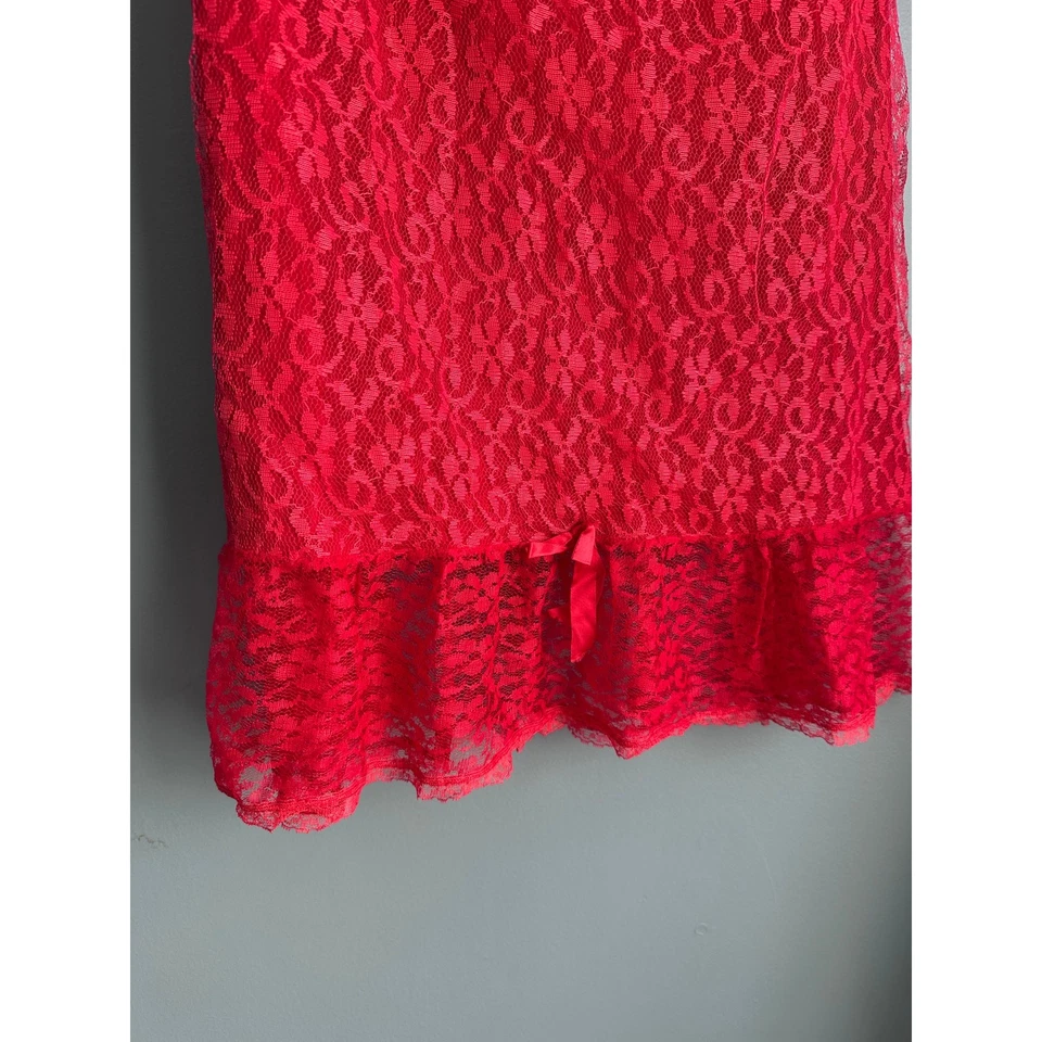 Pink Lady Lingerie Vintage 70s Red Lace Skirt Slip - Image 2 of 4