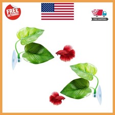 2 Betta Fish Leaf Pads - Safe, Easy Install Aquarium Ornament for Happy Fish