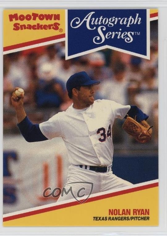 1992 Mootown Snackers Auto Series Food Issue No Coupon Nolan Ryan #20 HOF fm0