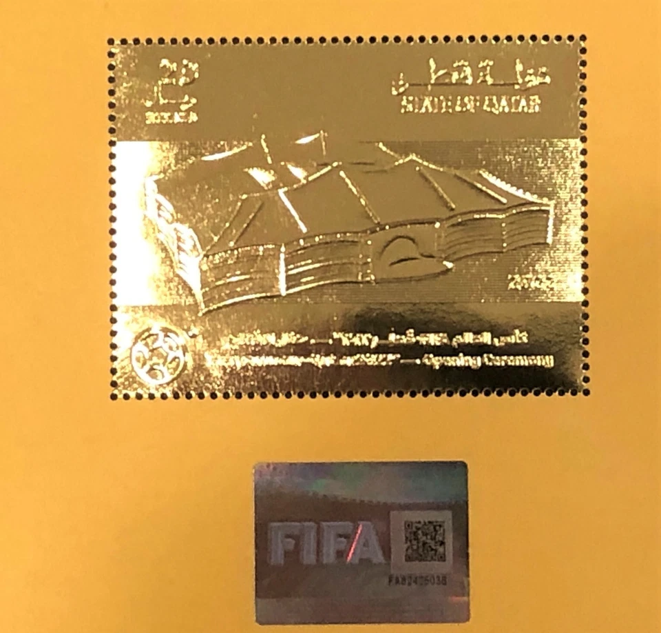 FIFA QATAR 2022 CEREMONIA DE APERTURA HOJA SELLO DORADO 20-NOV-22 ¡Al-Bayt! Foto 2 de 3