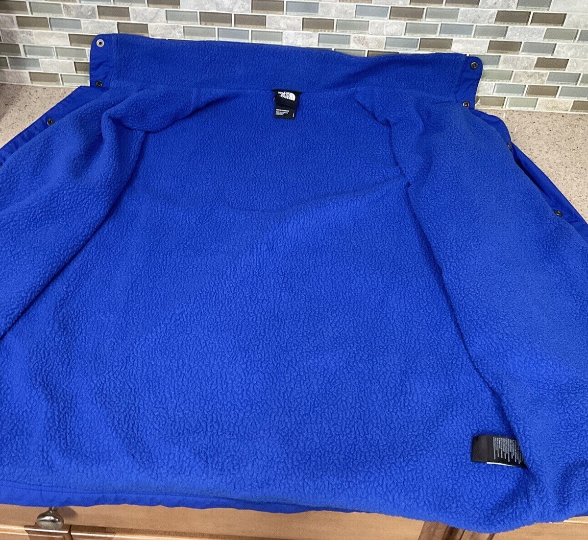 The North Face Mens Telegraphic Coaches Jacket Large L Blue LS