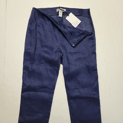 New $295 Maison De Papillon 100% LINEN Women's Size XS Pants Deep Blue Larissa 