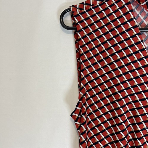 Banana Republic XS Faux Wrap Dress Twist Waist Red Black Geometric Pattern - Picture 7 of 10