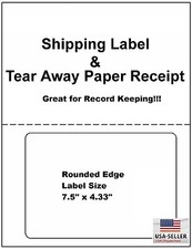 100 Click-N-Ship Laser/Ink Jet Labels w/Tear-Off Receipt - Perfect for USPS!