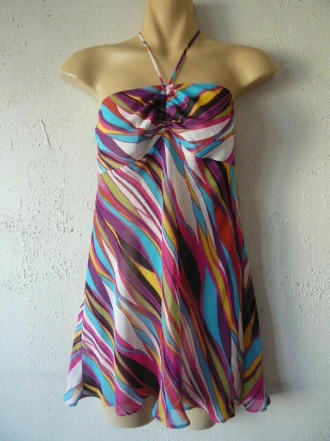Pink green blue halter neck top by Matthew Williamson UK size 12 NEW