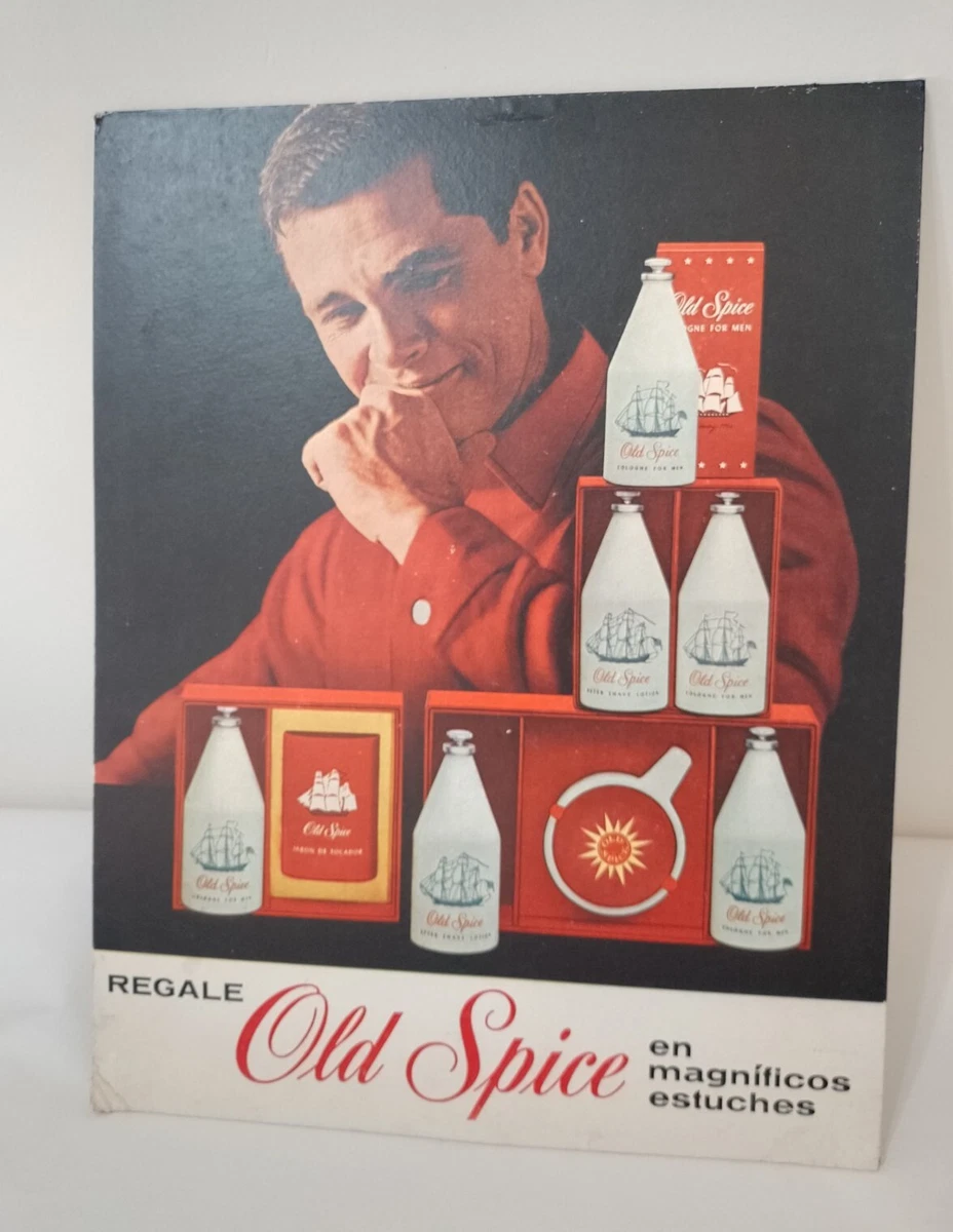 Vintage OLD SPICE COLOGNE FOR MEN Store Cardboard Display Argentina 1960