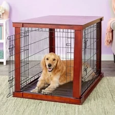 Large Dog Crate Wooden Kennel Heavy Duty Cage with Tray End Table Pet Furniture
