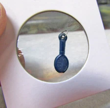 vintage celluloid toy charm Tennis racket 5/8" inch, unusual collectible