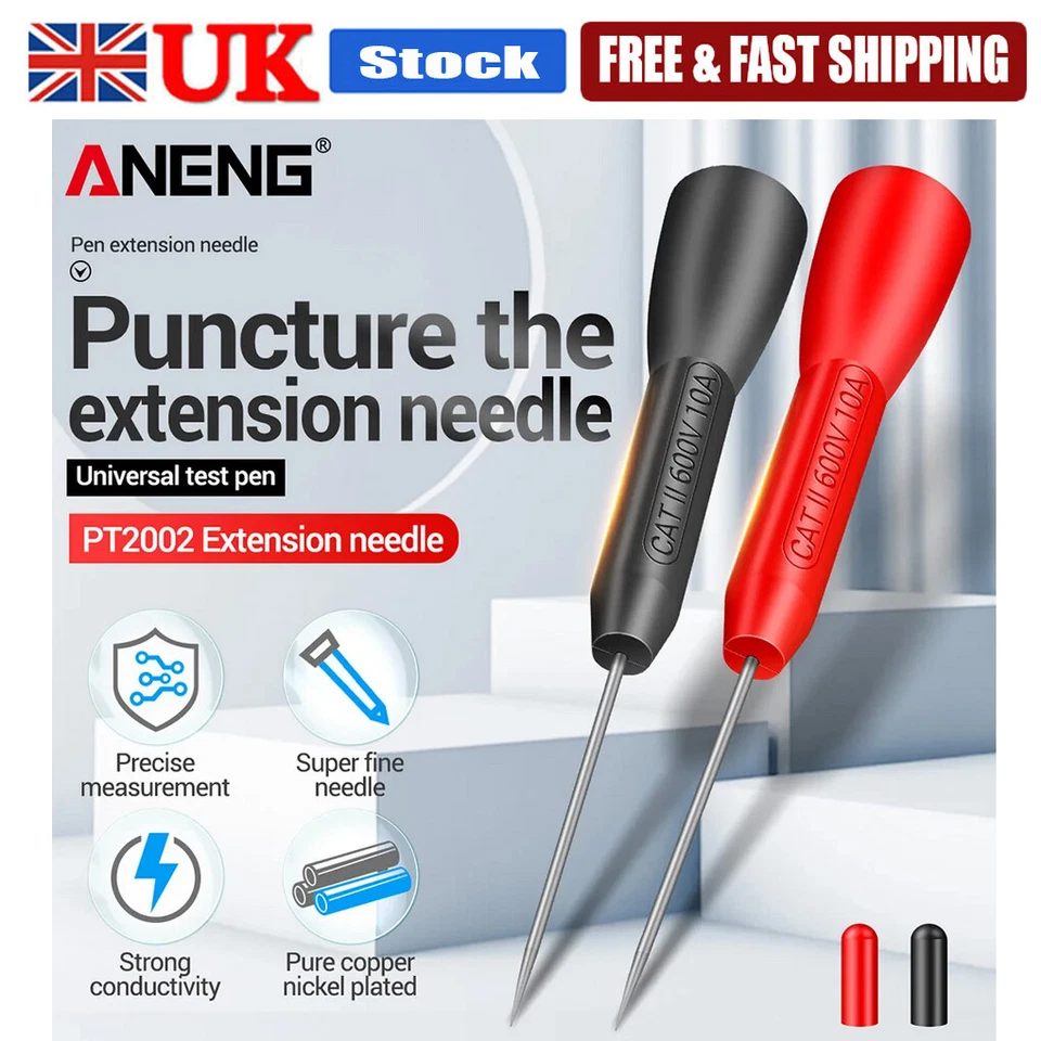 ANENG Universal Multimeter Test Lead Probes 2mm Insulated Piercing Needle Pins