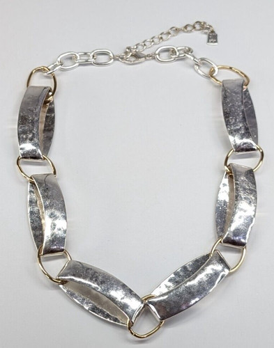 Robert Lee Morris SOHO Silver & Gold Tone Large Oval Link 23" Long Necklace