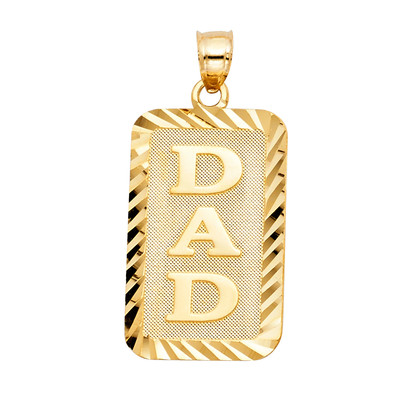 14k Yellow Gold Dad Pendant Charm 