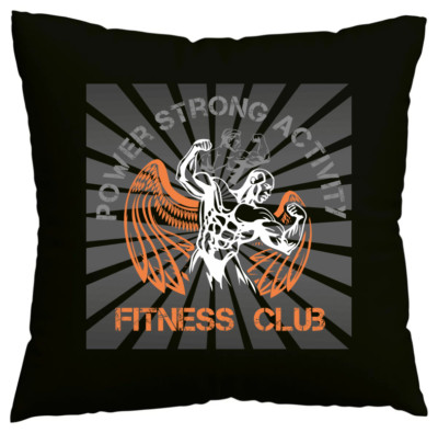 Kissenbezug POWER STRONG ACTIVITY FITNESS CLUB BODYBUILDING GYM K Schwarz 600851