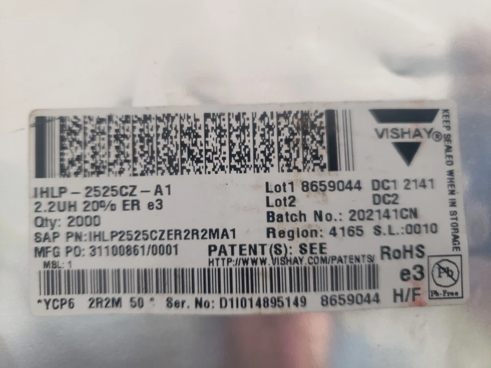 VISHAY IHLP-2525CZ-A1 Automotive Inductors,  Qty 2000 - New Old Stock - Image 4 of 4
