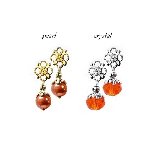 Pendientes de flor pequeña gota dije, elige perla o cristal, color y accesorios - Imagen 14 de 19