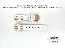 Authentic Invicta Bolt 6951 White Artificial Rubber  Gold Plt.25.5mm Watch Band