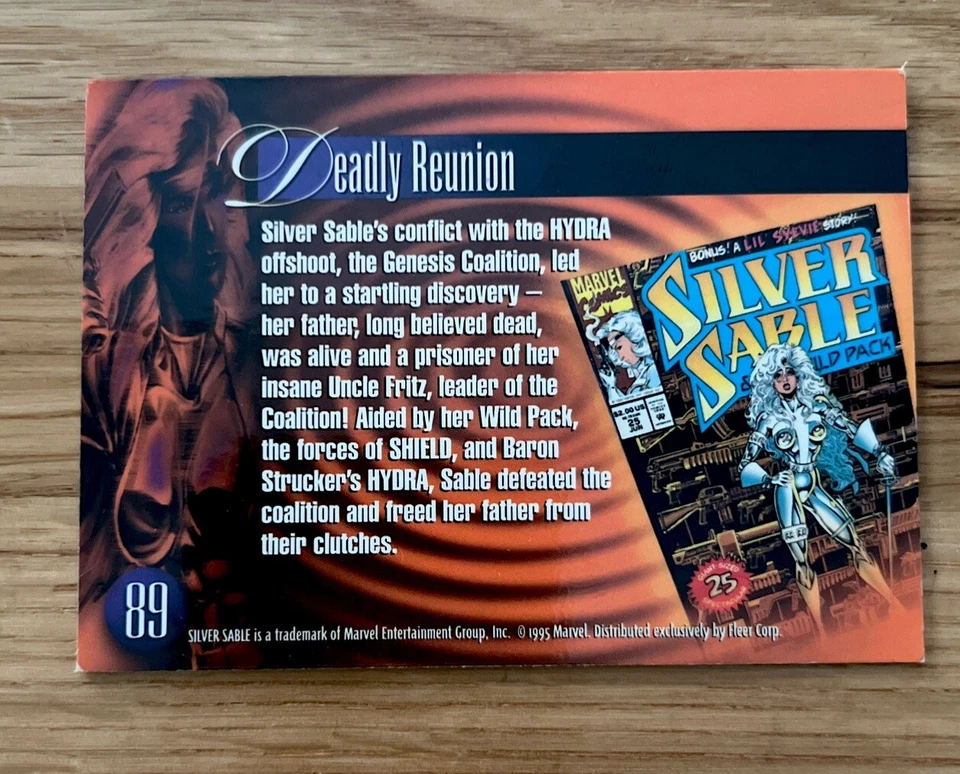 1995 FLAIR MARVEL ANNUAL Trading Card BY FLEER #89 SILVER SABLE Mint card!  - Image 2 of 2