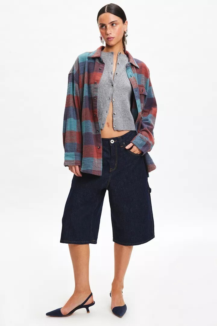 BDG Urban Outfitters Dani Oversized Flannel Shirt Tunic Top