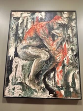 MCM BRUTALIST MODERNIST IMPASTO PAINTING THINKER MCCONOHEA OHIO 35" * 28.5" 1967