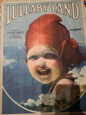 1919 LULLABY LAND Vintage Sheet Music by M. Prival, Frank Davis