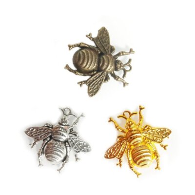 3pcs 40mm Gold Antique Silver Bronze Queen Bee Pendant Charm Bumble Bee Large