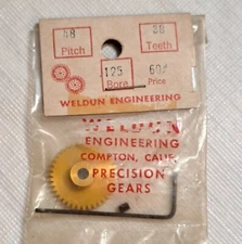 Vintage Weldun Engineering Slot Car .125" Bore Crown Gear 38 Tooth 48 Pitch NOS