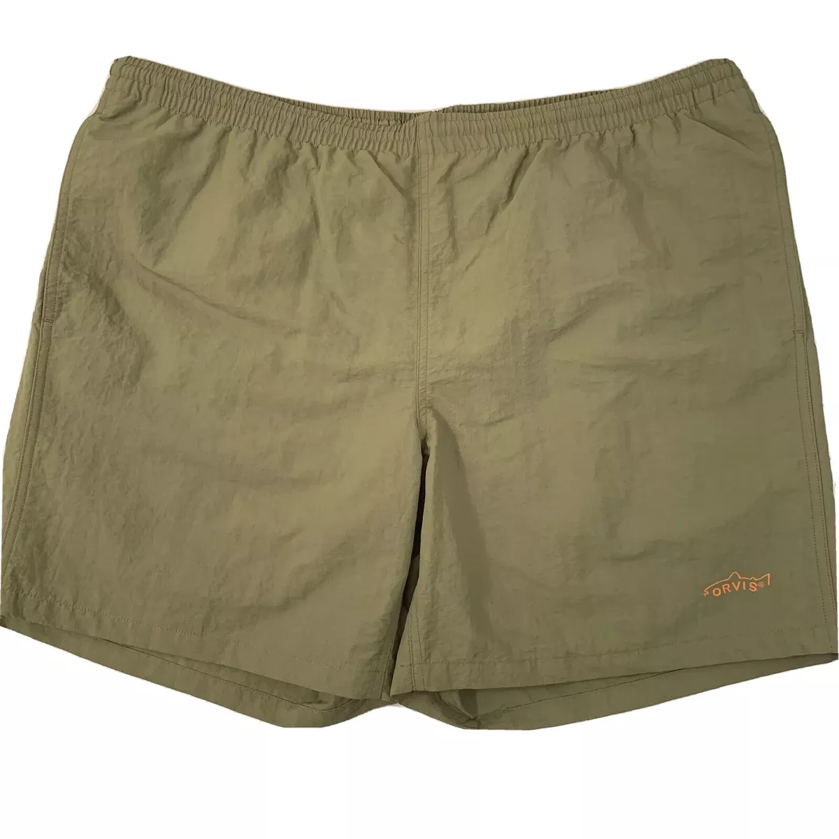 Orvis Lined Nylon Shell Fishing Shorts Mens XL Olive Green Drawstring  Pockets