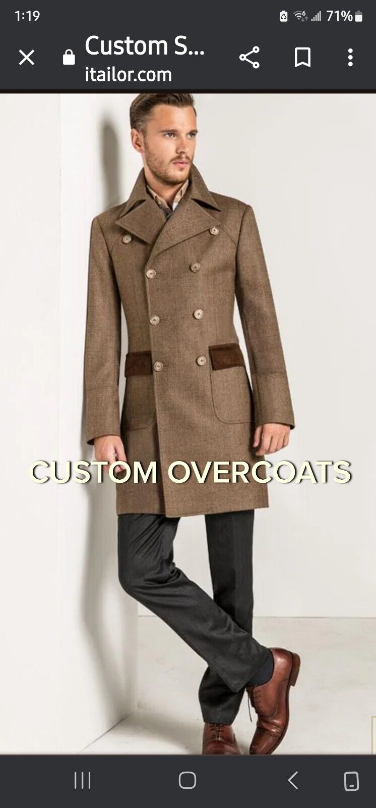 itailor Tailor Made  Men's Heavy Wool Overcoat Da… - image 12