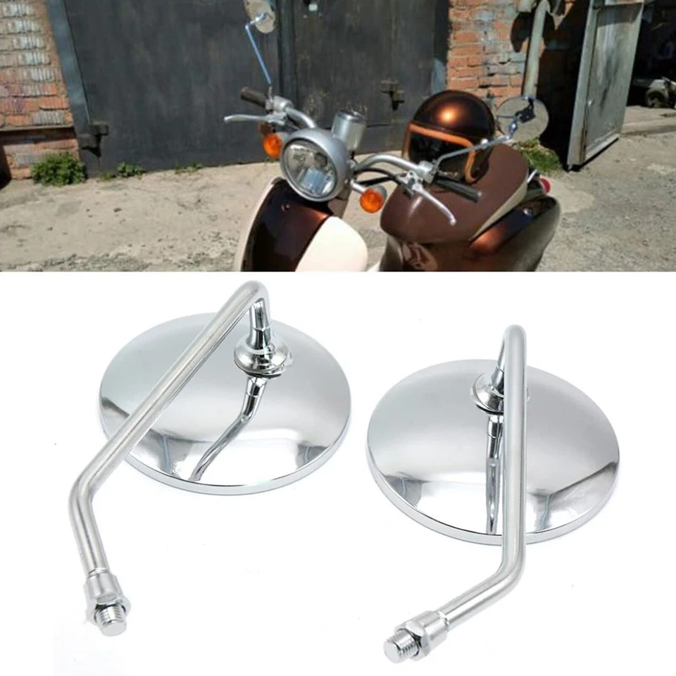 For Yamaha LS2 DT100 DT125 DT175 XS400 Chrome Motorcycle Rearview Mirrors Round Foto 4 de 4