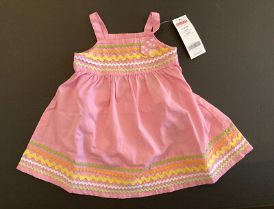 NWT Gymboree Sunflower Fields 3-6 Months Pink Ladybug Ric Rac Trim Dress