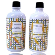 Combo Pack, Beekman 1802 Lavender Goat Milk Hand Body Wash & Lotion 12.5 oz. New