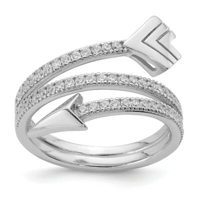 Silver  Polished CZ Arrow Ring QR6516
