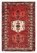 Vintage Geometric Area Rug 4'4" x 6'5" Traditional Hand-Knotted Wool Carpet