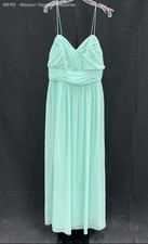 Alfred Angelo Women's Aqua Pleated Strappy Gown Formalwear Dress Size 16