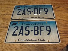 Pair CT Constitution State License Plates, 2AS BF9