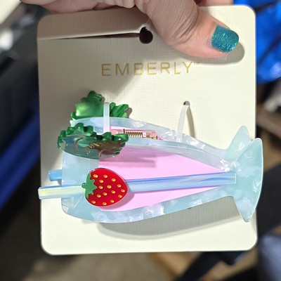 Emberly Ice Cream Cone Hair Claw with pink, blue, and white swirls
