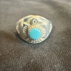 Native American Vintage.925 Silver And Turquoise Ring Size 5.5