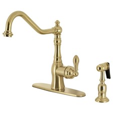 Gourmetier GSY7707ACLBS Single-Handle Kitchen Faucet with Brass Sprayer, Brus...