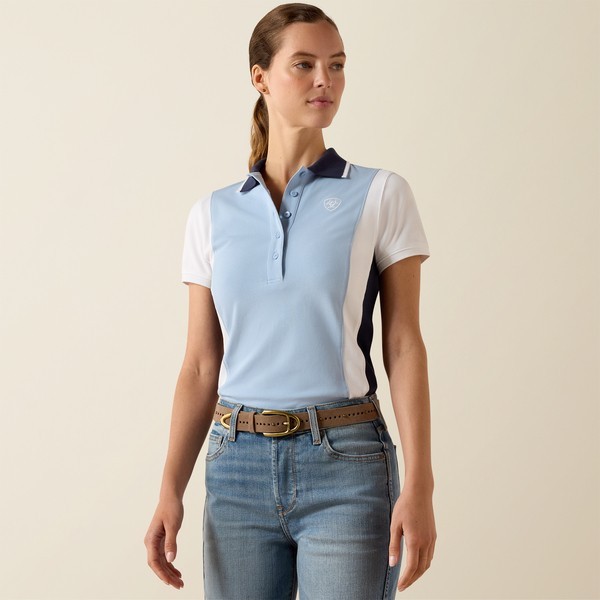 Ariat Women's Taryn Polo Shirt In St.Tropez/White-Small
