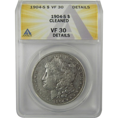 #ad 1904 S Morgan Dollar VF 30 Details ANACS Silver $1 Coin SKU:I21161 $149.99